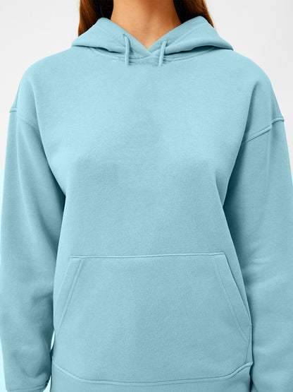 Women Plain Solid Pullover Hooded Hoodie Sweatshirt with 2 Kangaroo Pockets