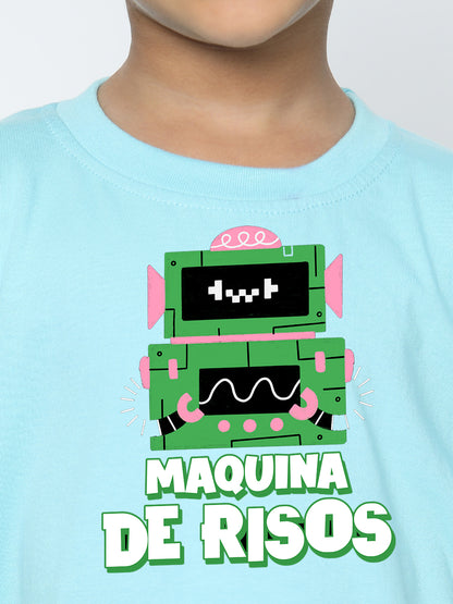 Kids Boys Robot Maquina de Risos T-Shirt - Fun & Stylish
