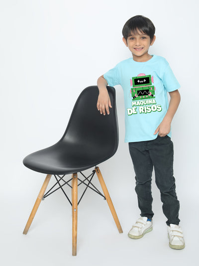 Kids Boys Robot Maquina de Risos T-Shirt - Fun & Stylish