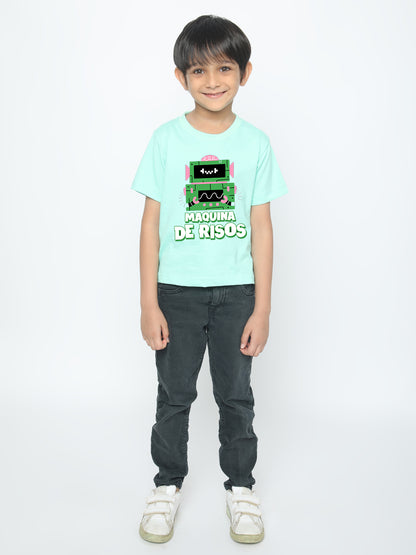 Kids Boys Robot Maquina de Risos T-Shirt - Fun & Stylish