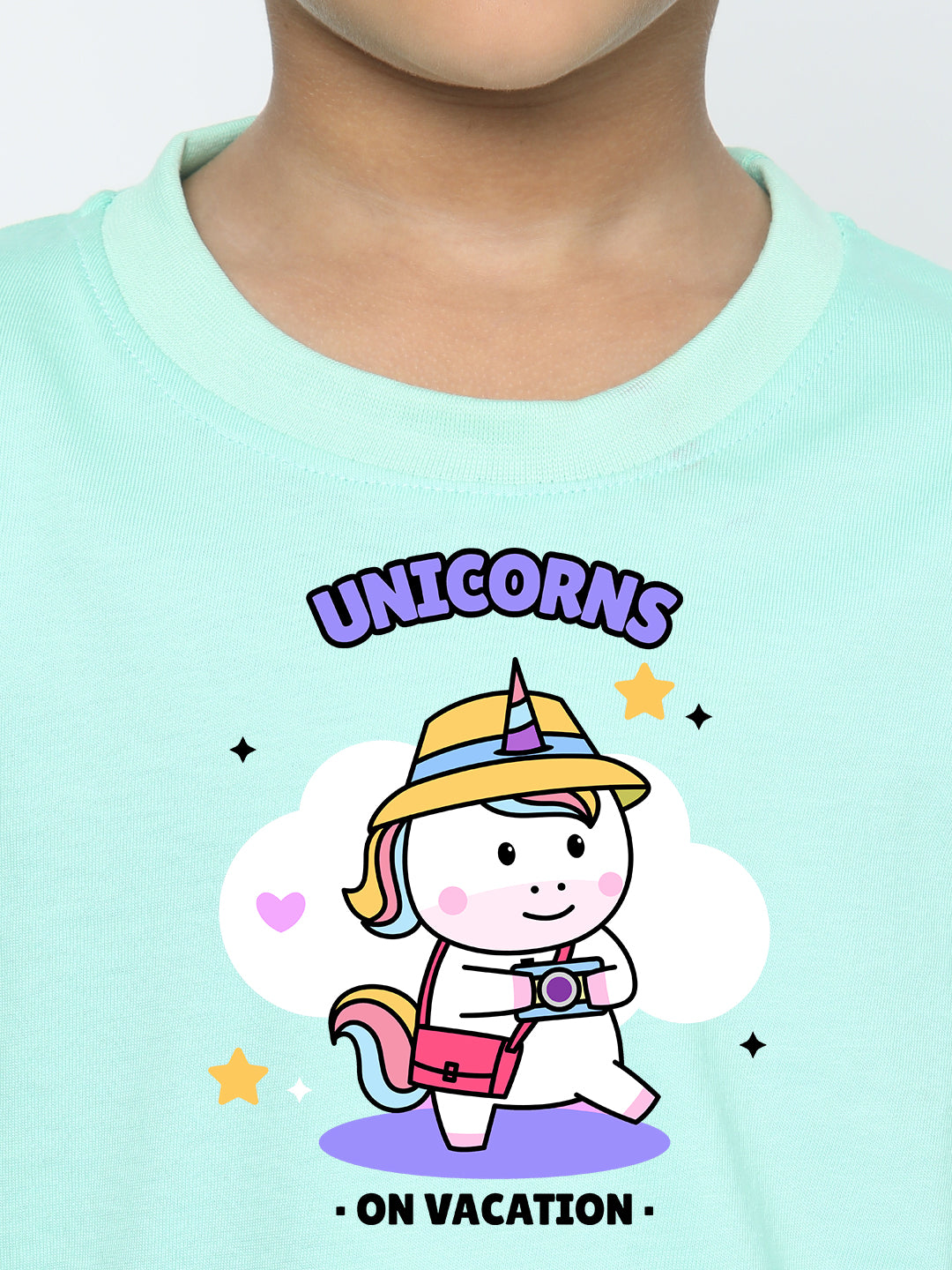 Kids Boys Unicorn on Vacation Trendy T-Shirt