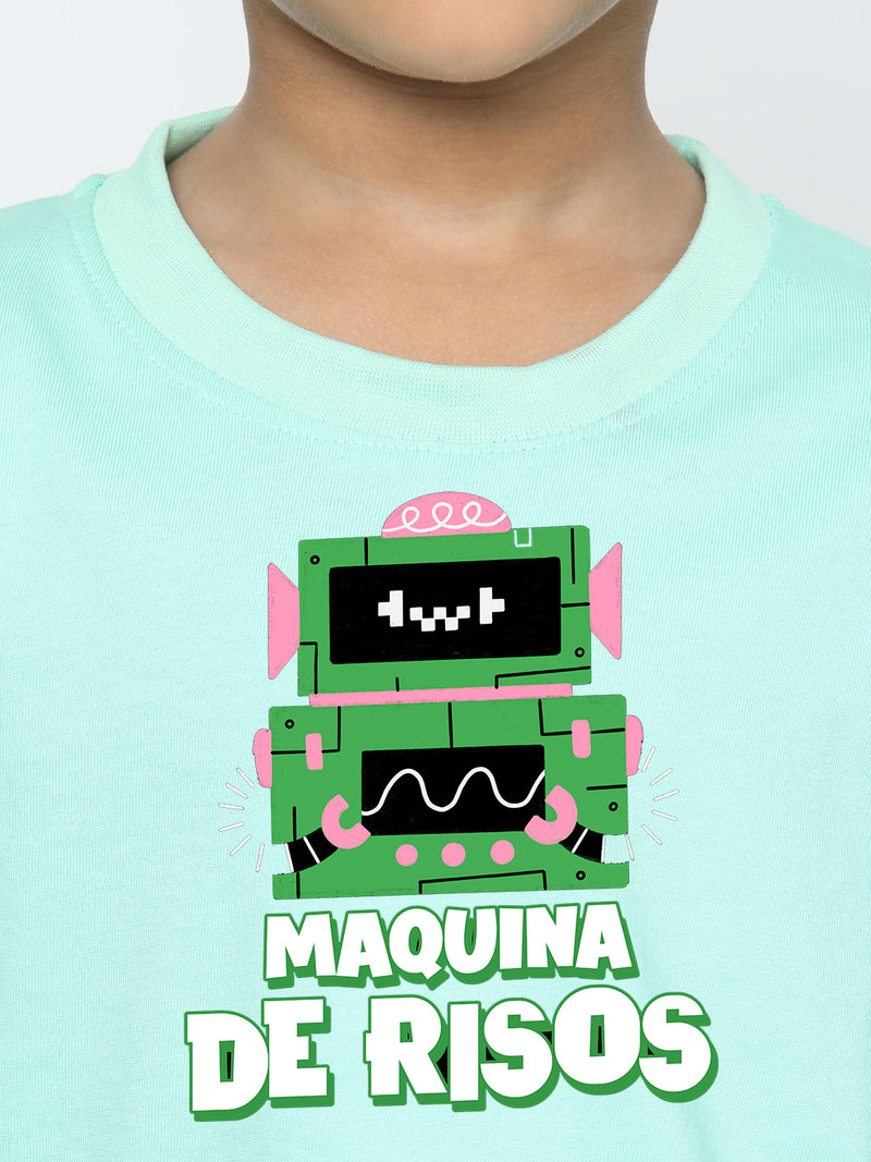 Kids Boys Robot Maquina de Risos T-Shirt - Fun & Stylish