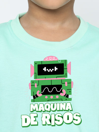 Kids Boys Robot Maquina de Risos T-Shirt - Fun & Stylish