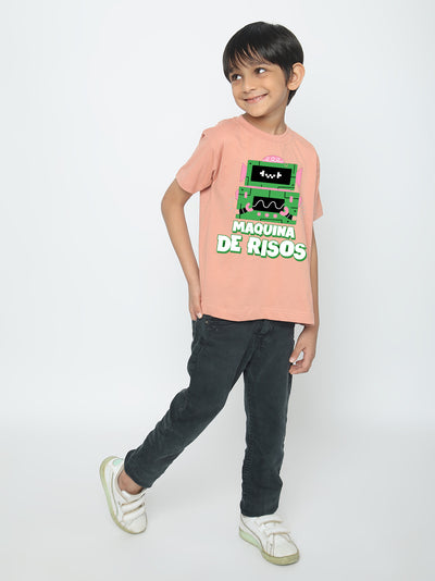 Kids Boys Robot Maquina de Risos T-Shirt - Fun & Stylish