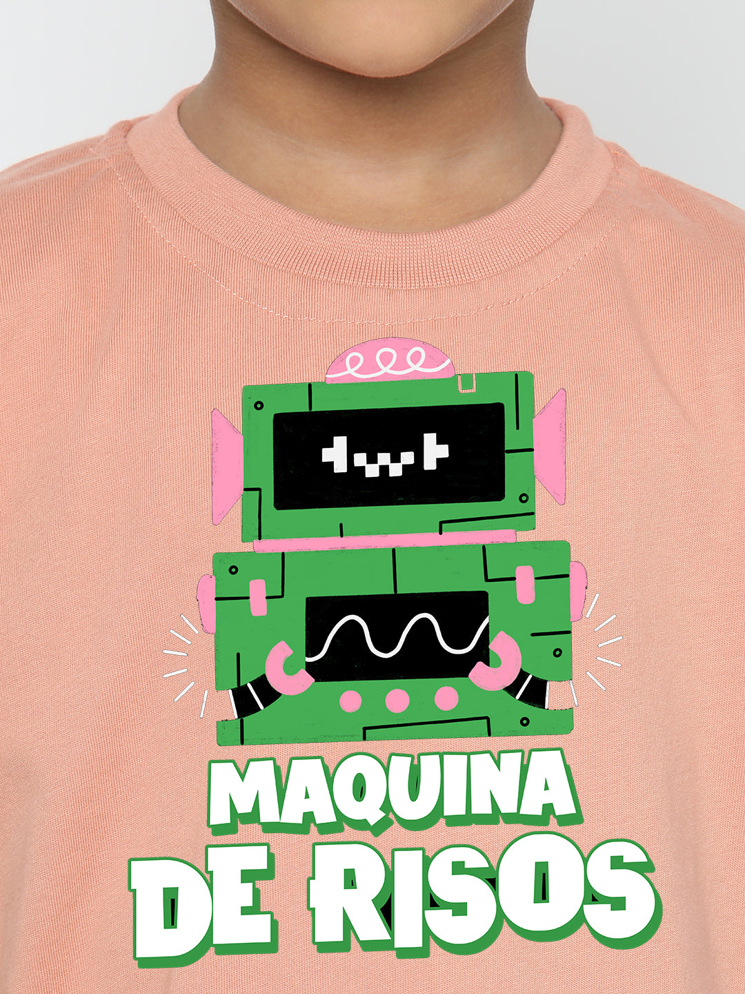 Kids Boys Robot Maquina de Risos T-Shirt - Fun & Stylish