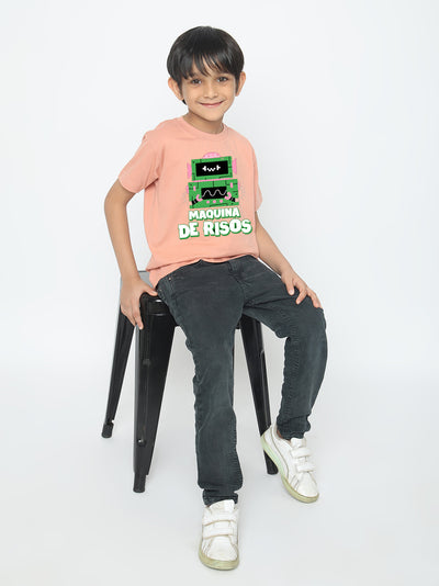 Kids Boys Robot Maquina de Risos T-Shirt - Fun & Stylish