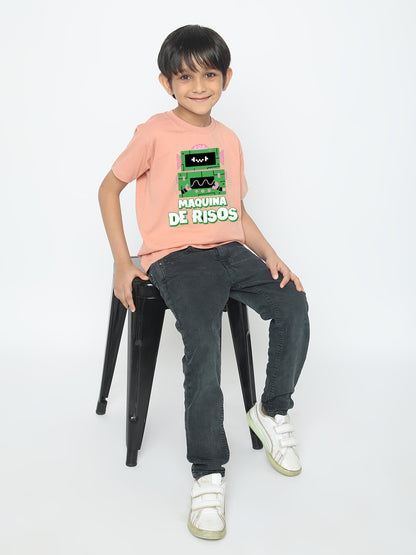 Kids Boys Robot Maquina de Risos T-Shirt - Fun & Stylish