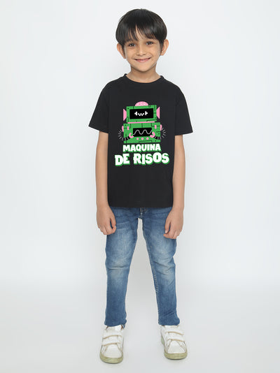 Kids Boys Robot Maquina de Risos T-Shirt - Fun & Stylish