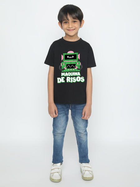 Kids Boys Robot Maquina de Risos T-Shirt - Fun & Stylish