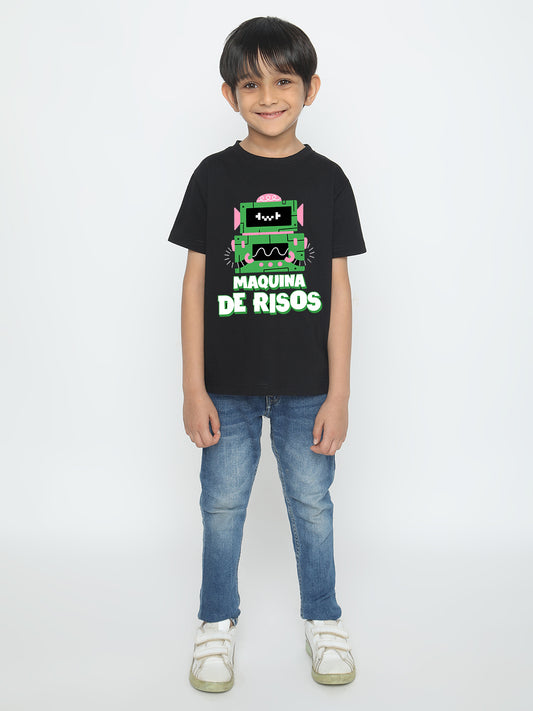 Kids Boys Robot Maquina de Risos T-Shirt - Fun & Stylish
