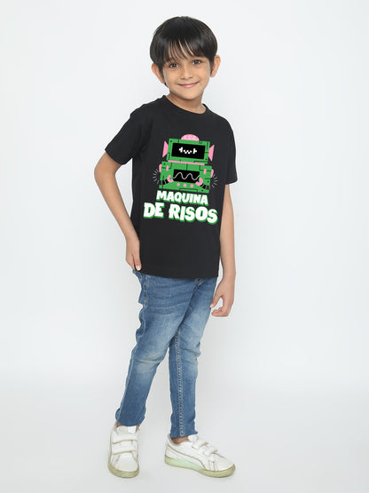 Kids Boys Robot Maquina de Risos T-Shirt - Fun & Stylish