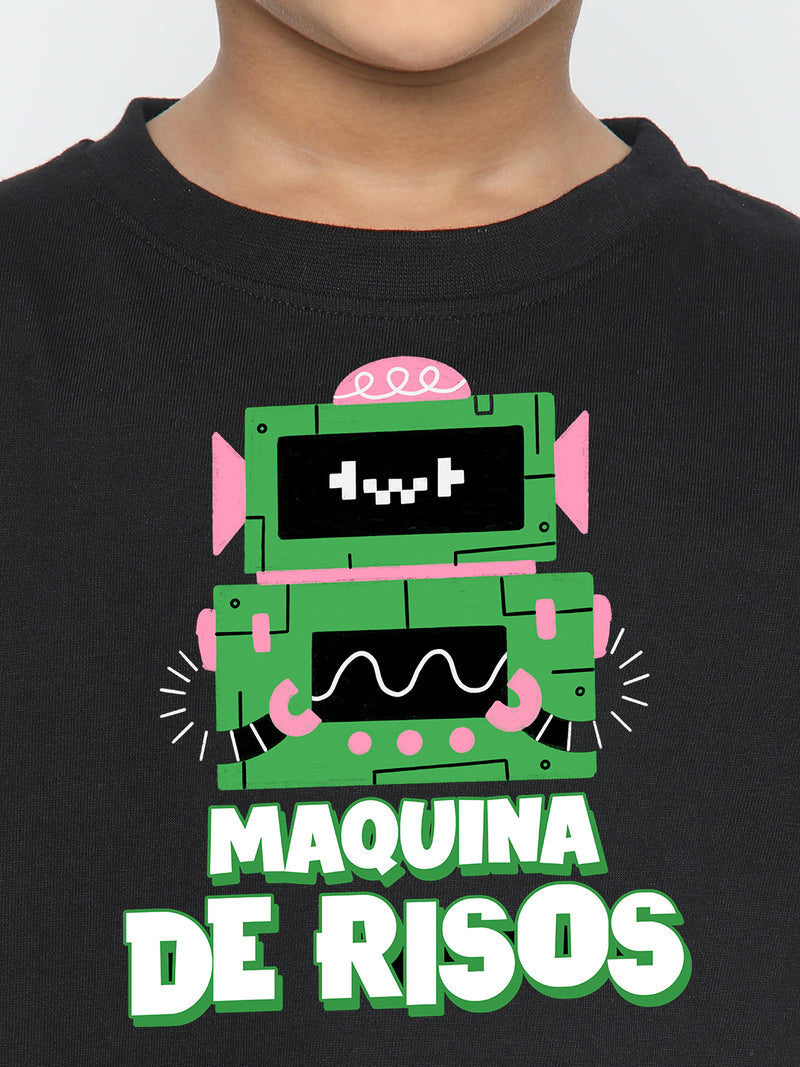 Kids Boys Robot Maquina de Risos T-Shirt - Fun & Stylish