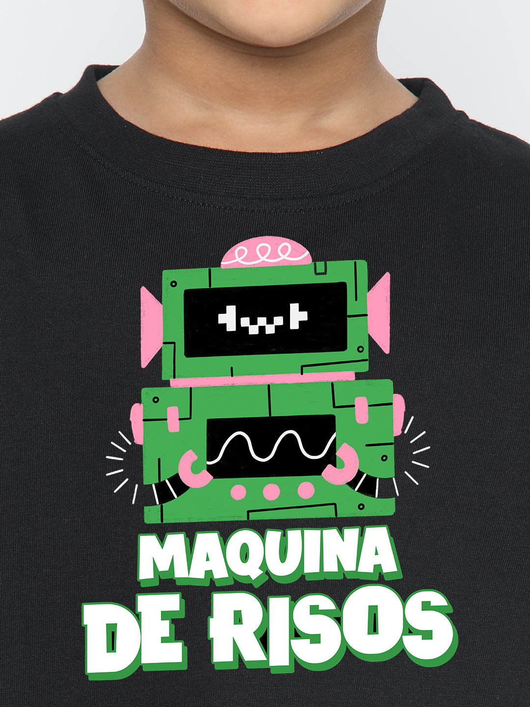 Kids Boys Robot Maquina de Risos T-Shirt - Fun & Stylish