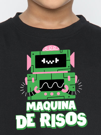 Kids Boys Robot Maquina de Risos T-Shirt - Fun & Stylish