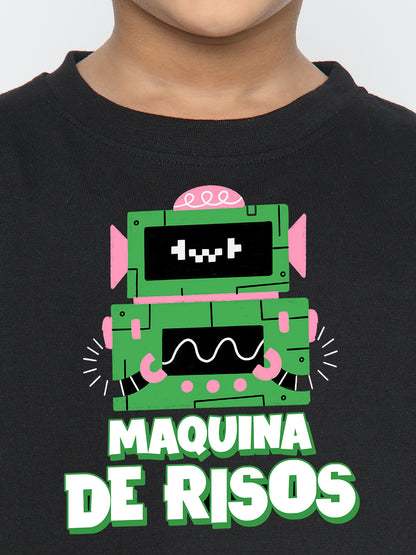 Kids Boys Robot Maquina de Risos T-Shirt - Fun & Stylish
