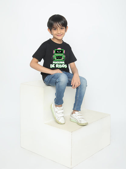 Kids Boys Robot Maquina de Risos T-Shirt - Fun & Stylish