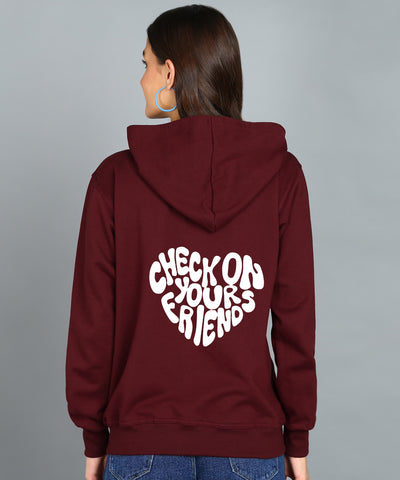 Back Printed Women's Cotton Full Zipper Sweatshirt Hoodies with Kangaroo Pocket Winter Wear Hooded Neck Sweatshirt