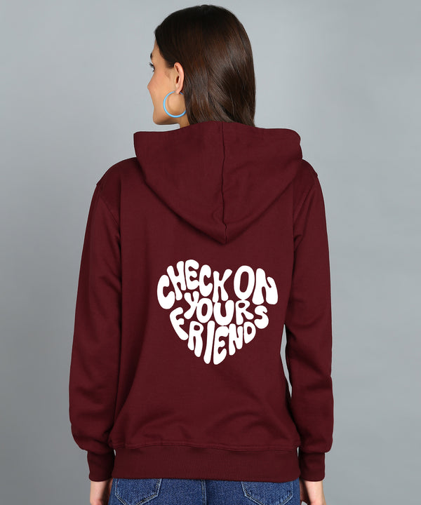 Back Printed Women's Cotton Full Zipper Sweatshirt Hoodies with Kangaroo Pocket Winter Wear Hooded Neck Sweatshirt