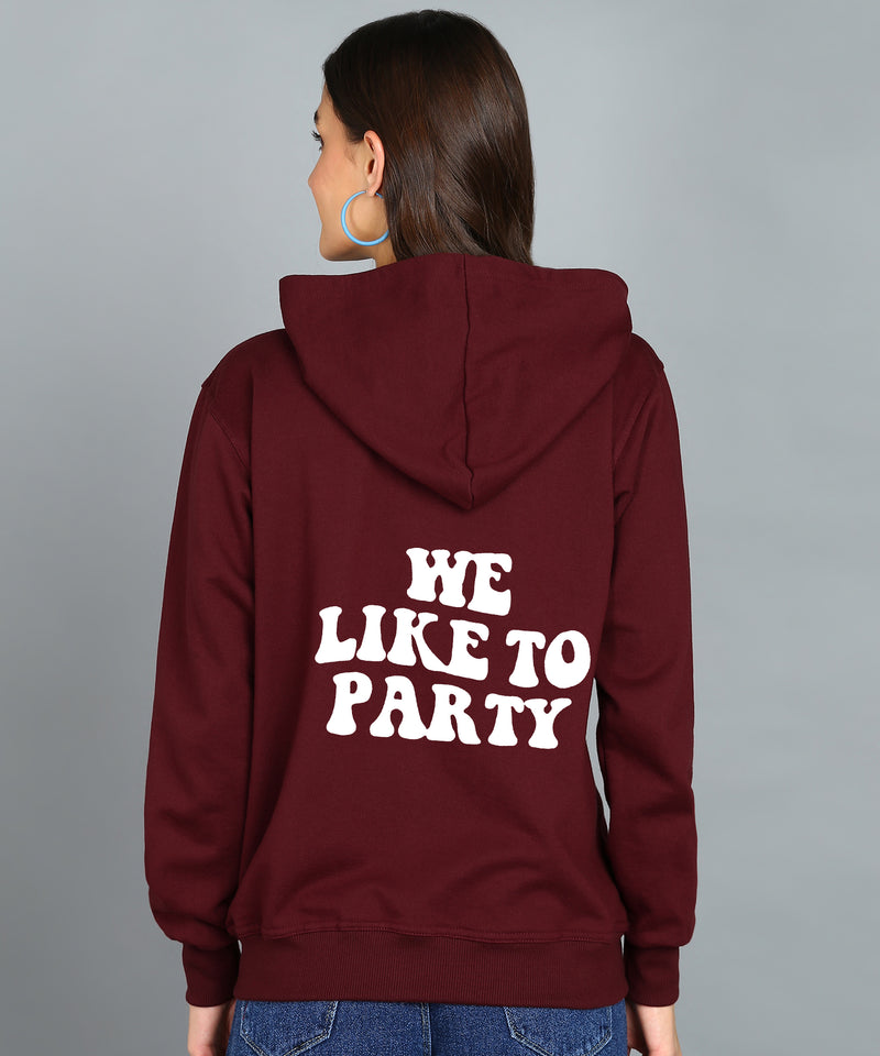 Back Printed Women's Cotton Full Zipper Sweatshirt Hoodies with Kangaroo Pocket Winter Wear Hooded Neck Sweatshirt