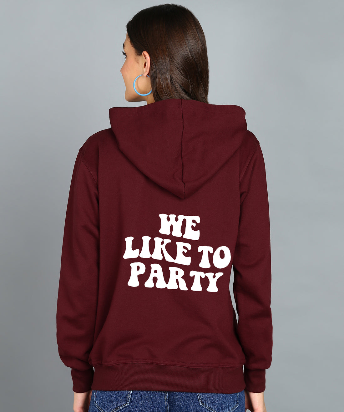 Back Printed Women's Cotton Full Zipper Sweatshirt Hoodies with Kangaroo Pocket Winter Wear Hooded Neck Sweatshirt