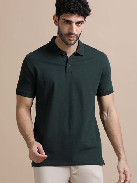 Sustainable Forest Green Men’s Premium Polo T-Shirt | Eco-Friendly Luxury