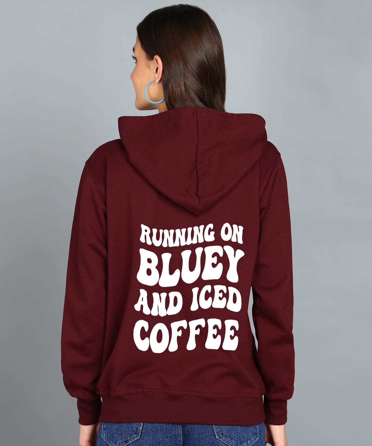 Running on Bluey and Iced Coffee Women’s Zipper Hooded Hoodie