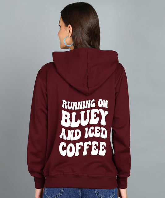 Running on Bluey and Iced Coffee Women’s Zipper Hooded Hoodie