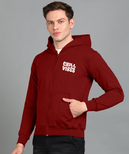Chill Vibes Men’s Relaxed Fit Zipper Hooded Hoodie