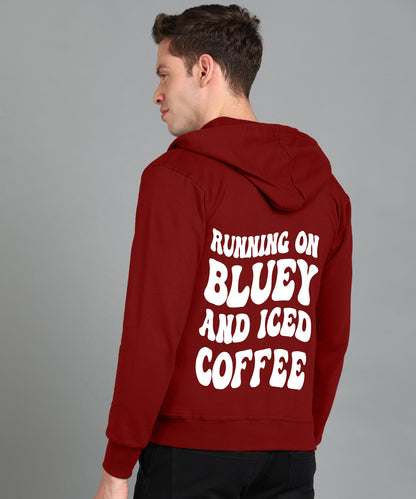 Running on Bluey and Iced Coffee Men’s Zipper Hoodie | Stylish & Cozy