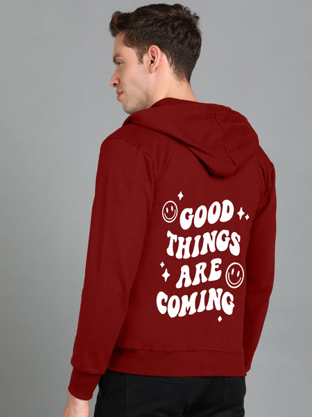 Good Things Are Coming Men's Zipper Hooded Hoodie