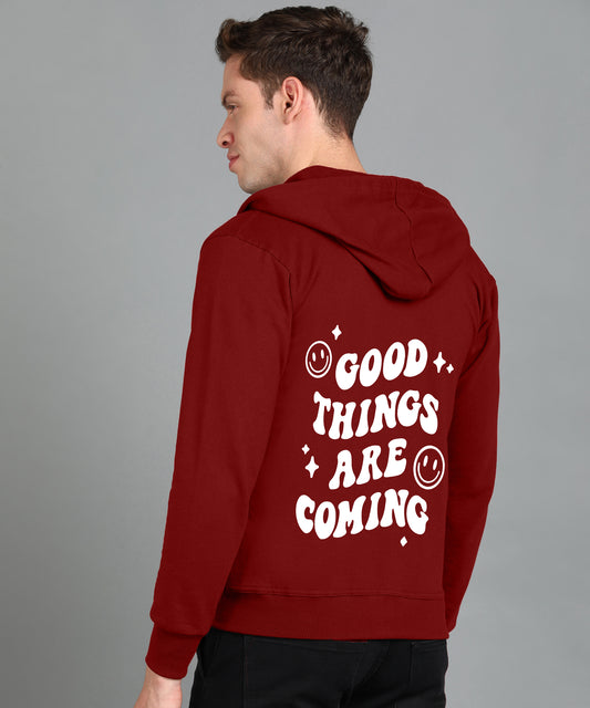 Good Things Are Coming Men's Zipper Hooded Hoodie