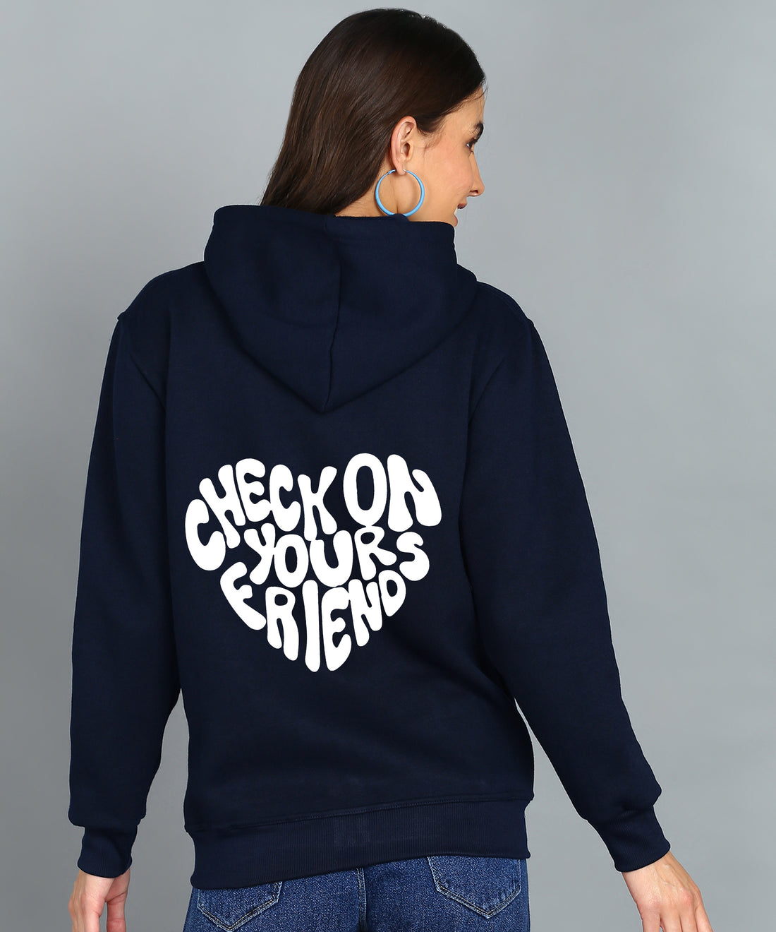 Back Printed Women's Cotton Full Zipper Sweatshirt Hoodies with Kangaroo Pocket Winter Wear Hooded Neck Sweatshirt