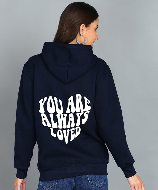 Back Printed Women's Cotton Full Zipper Sweatshirt Hoodies with Kangaroo Pocket Winter Wear Hooded Neck Sweatshirt
