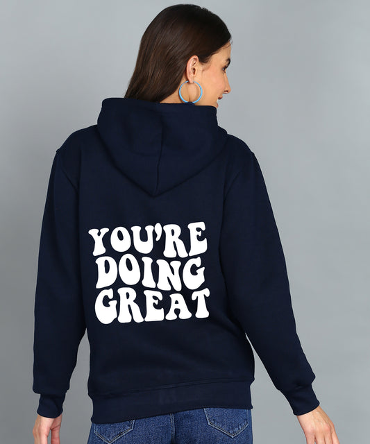 Back Printed Women's Cotton Full Zipper Sweatshirt Hoodies with Kangaroo Pocket Winter Wear Hooded Neck Sweatshirt