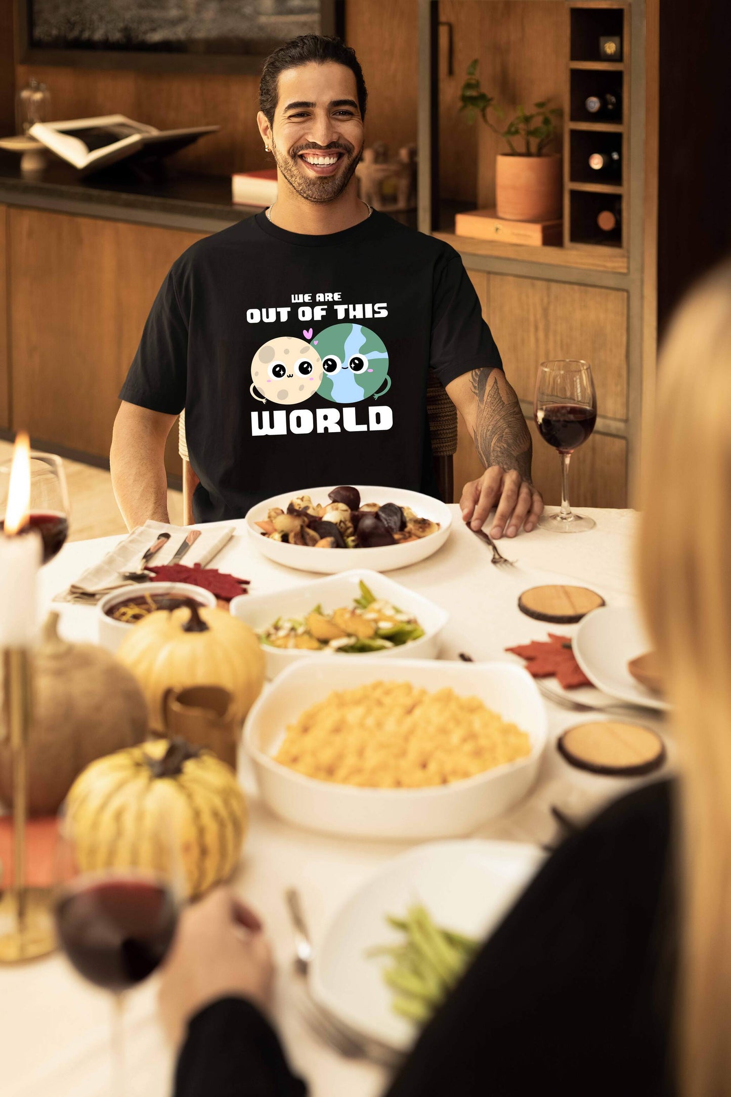 Earth & Moon Couple Rich Oversized T-Shirt | Super Combed Cotton