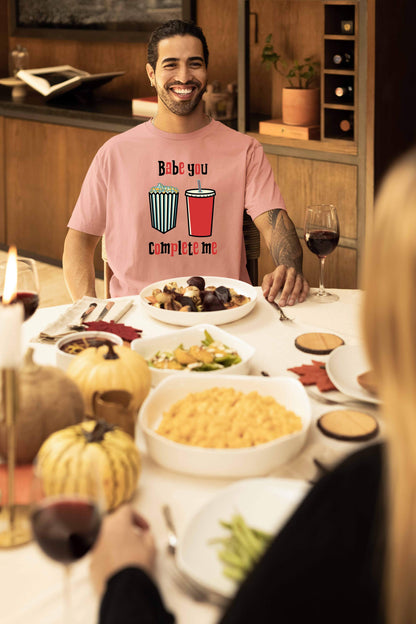 Popcorn & Soft Drink Couple Oversized T-Shirt | Super Combed Cotton
