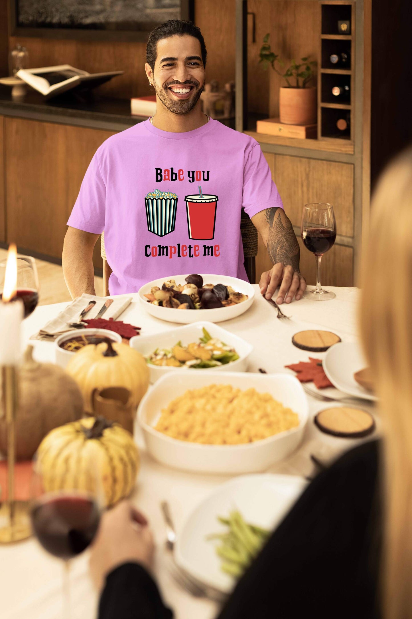 Popcorn & Soft Drink Couple Oversized T-Shirt | Super Combed Cotton