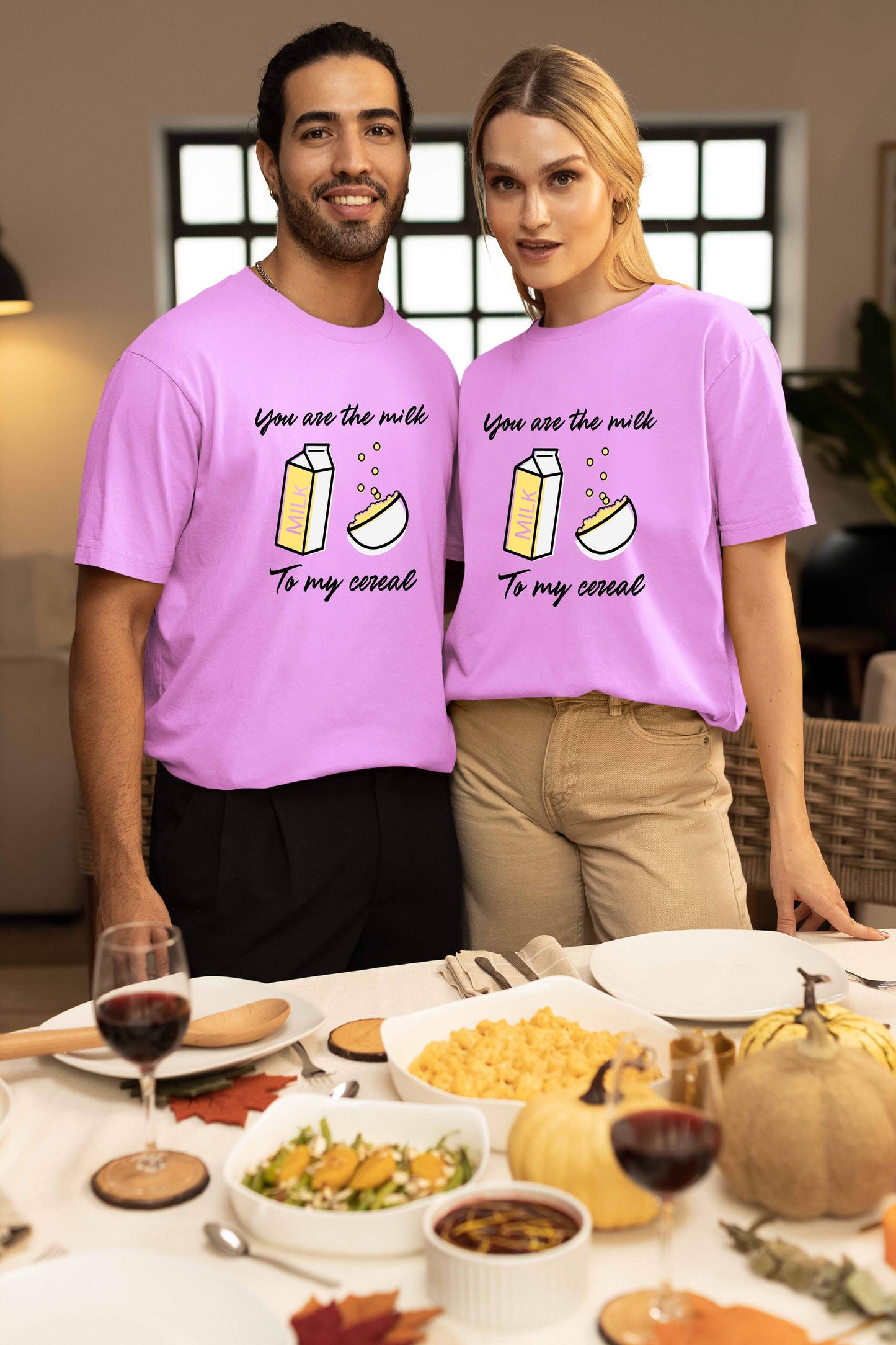 Milk to My Cereal Couple Oversized T-Shirts | Super Combed Cotton