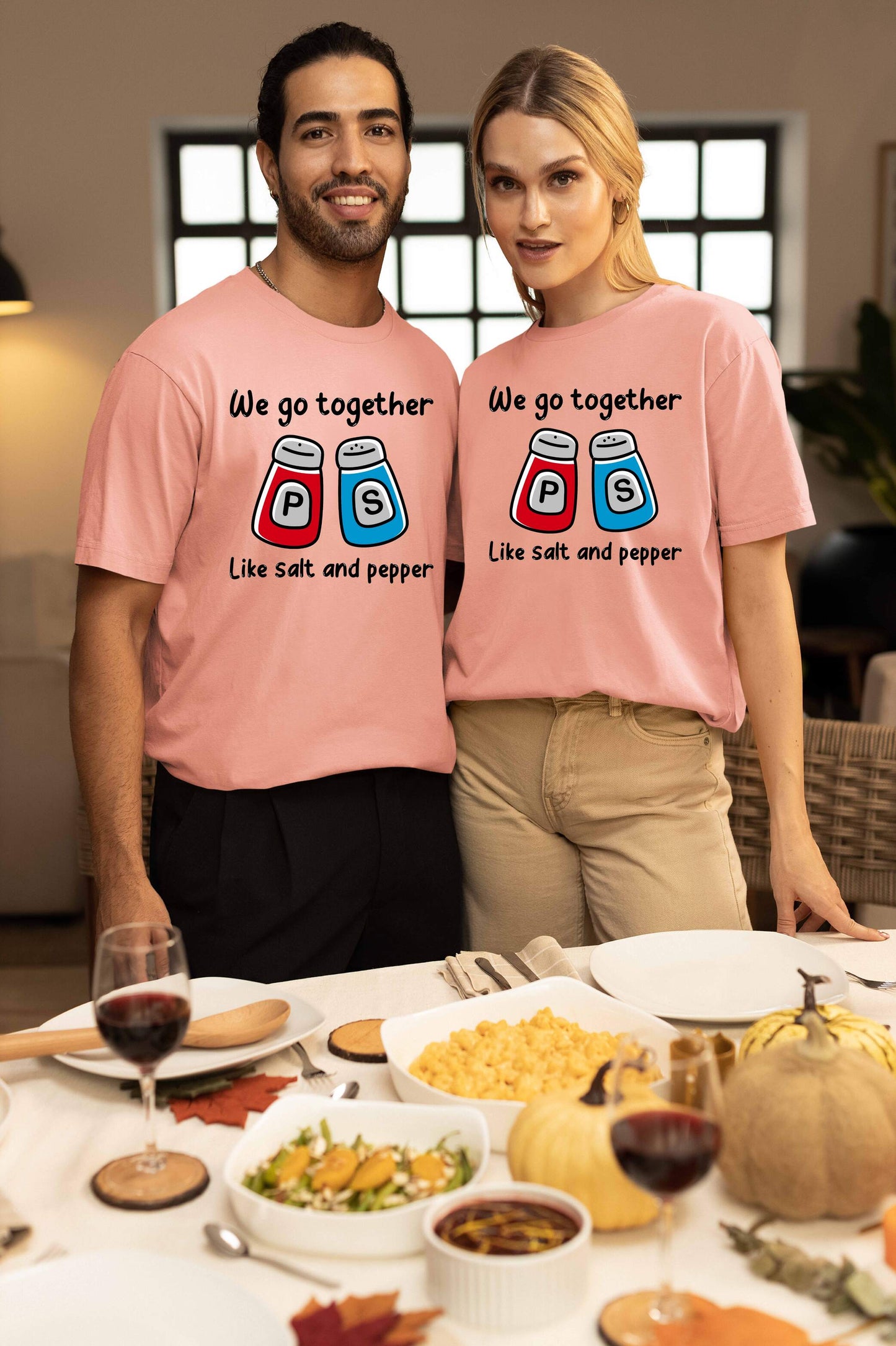 Salt & Pepper Printed Oversized Couple T-Shirt - Super Combed Cotton