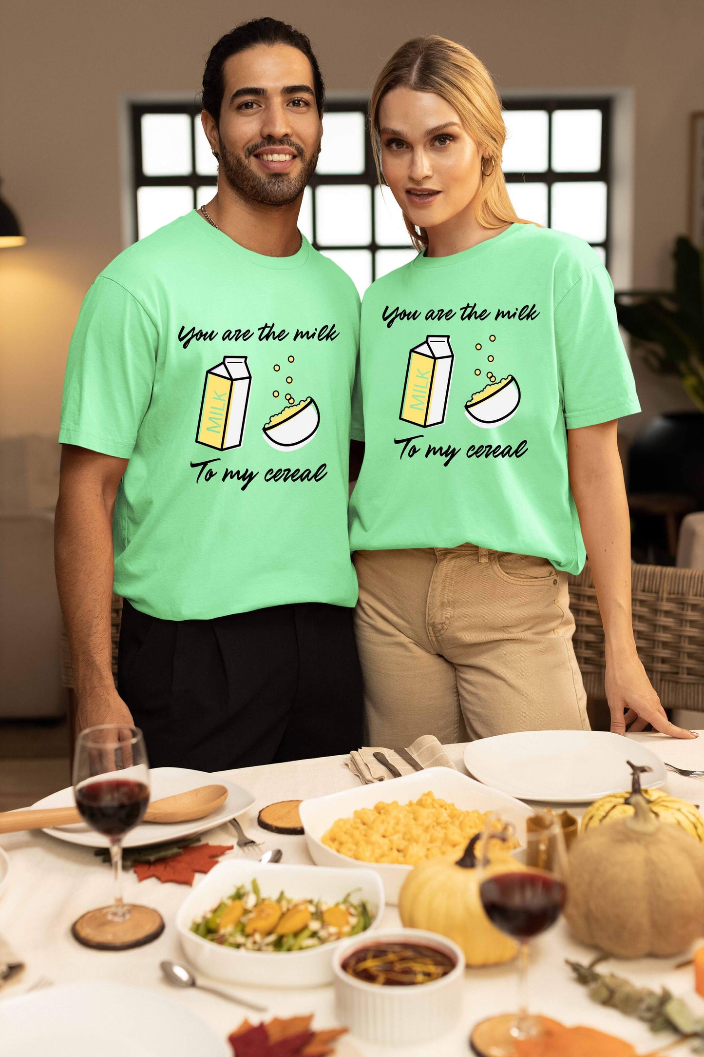 Milk to My Cereal Couple Oversized T-Shirts | Super Combed Cotton