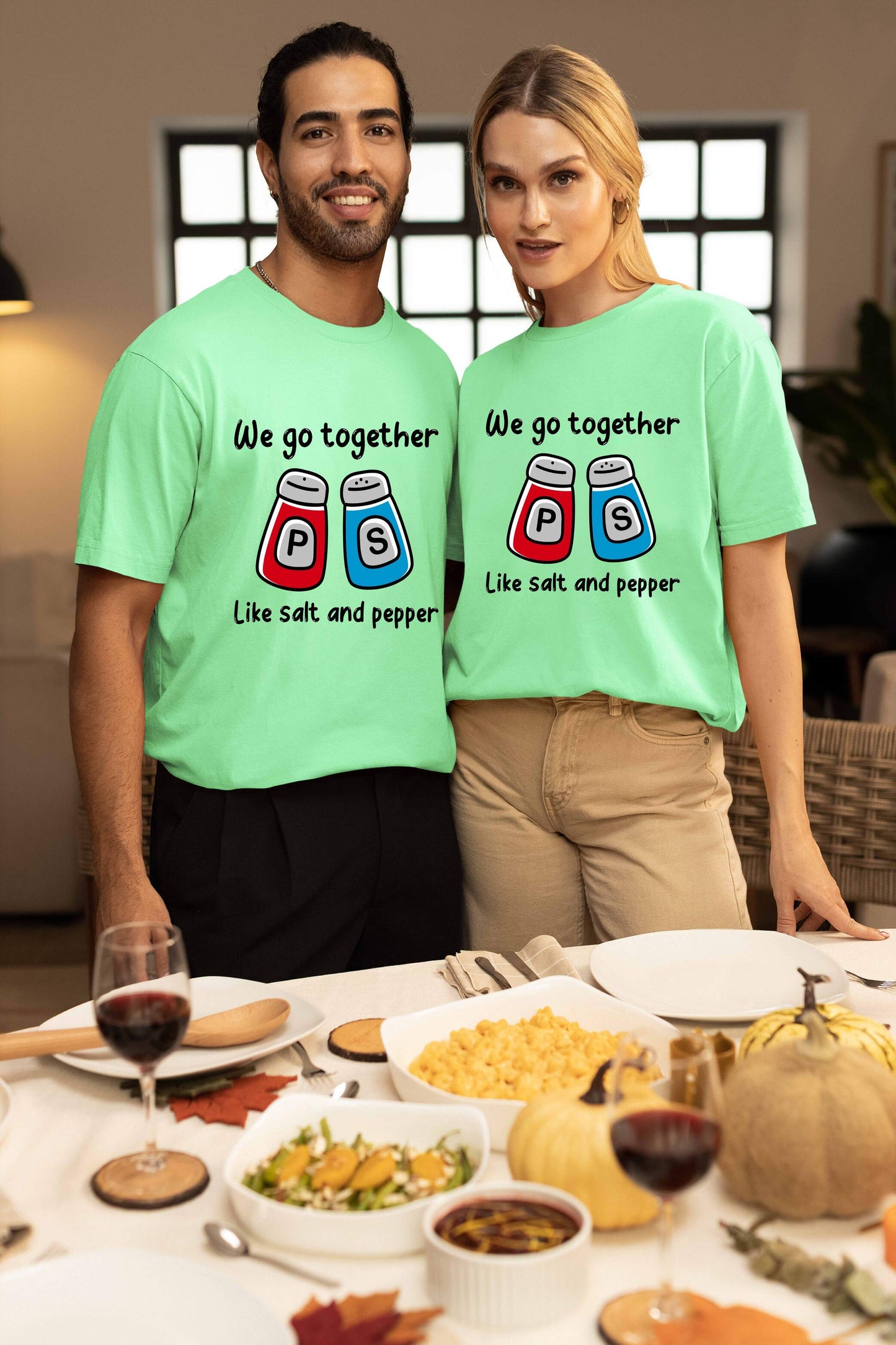 Salt & Pepper Printed Oversized Couple T-Shirt - Super Combed Cotton