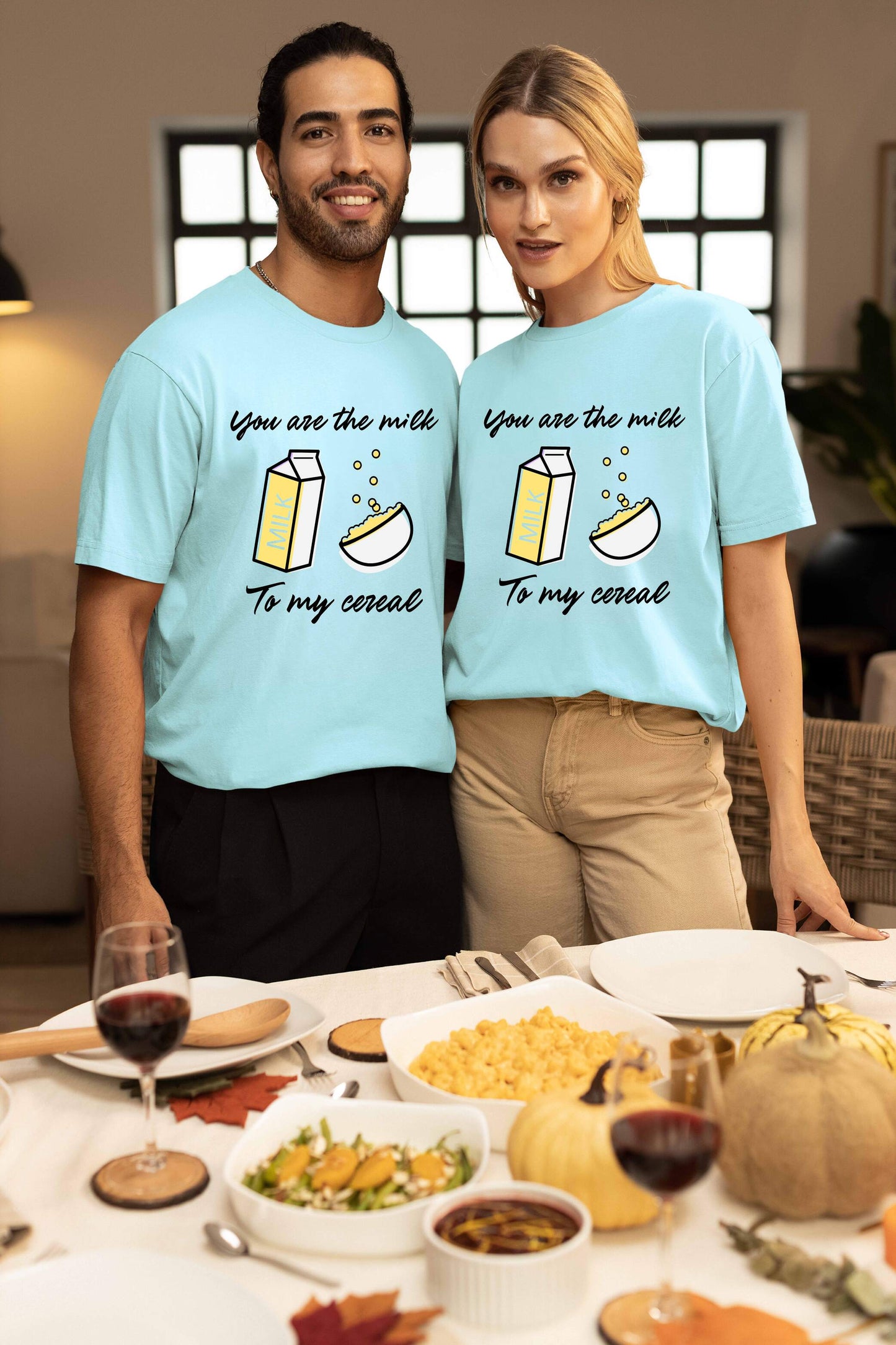 Milk to My Cereal Couple Oversized T-Shirts | Super Combed Cotton