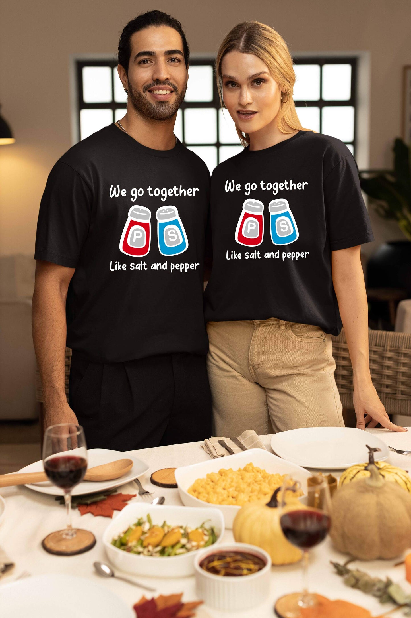 Salt & Pepper Printed Oversized Couple T-Shirt - Super Combed Cotton