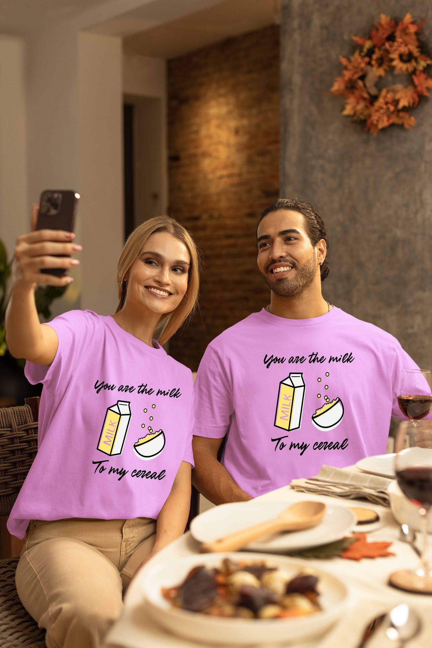 Milk to My Cereal Couple Oversized T-Shirts | Super Combed Cotton