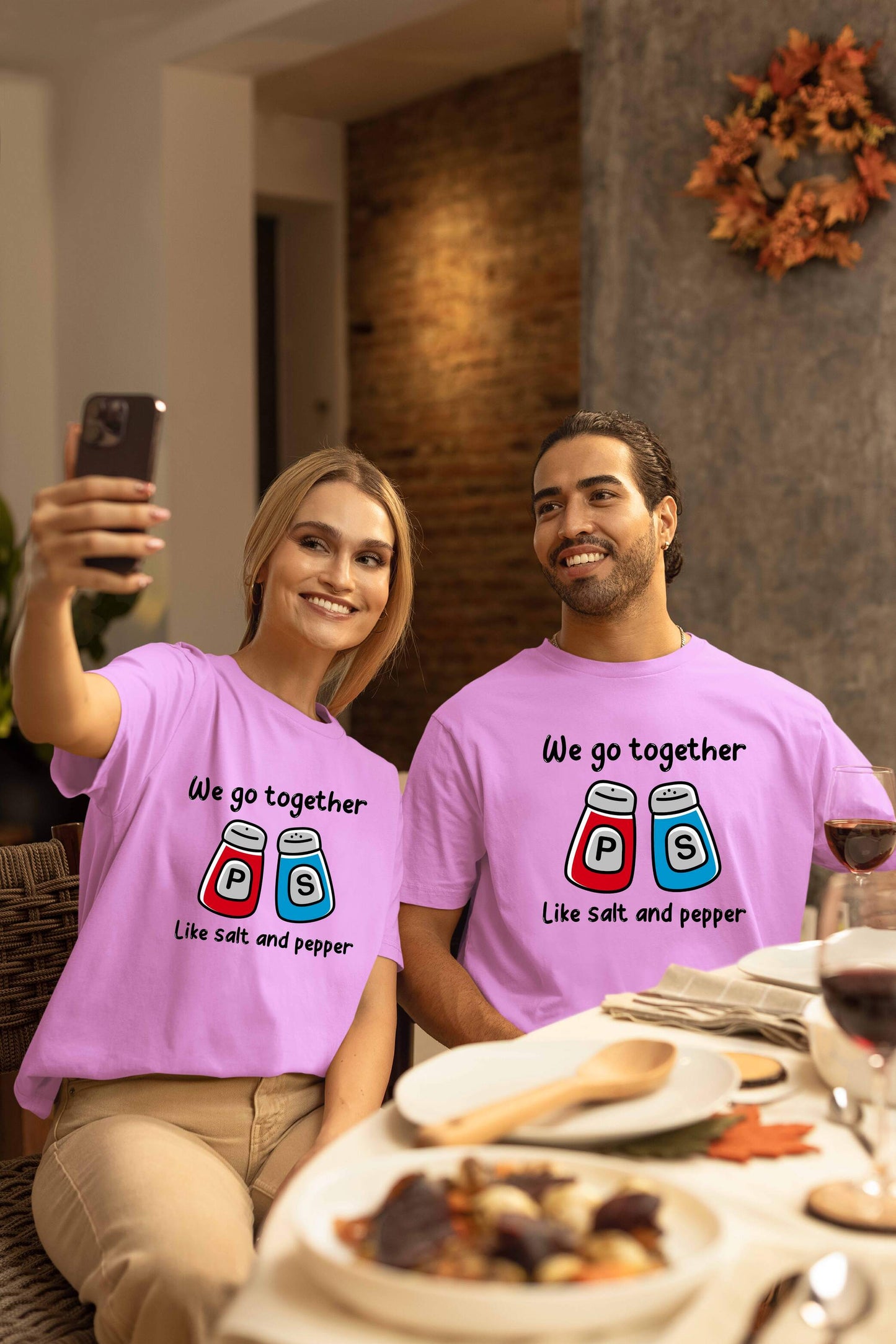 Salt & Pepper Printed Oversized Couple T-Shirt - Super Combed Cotton