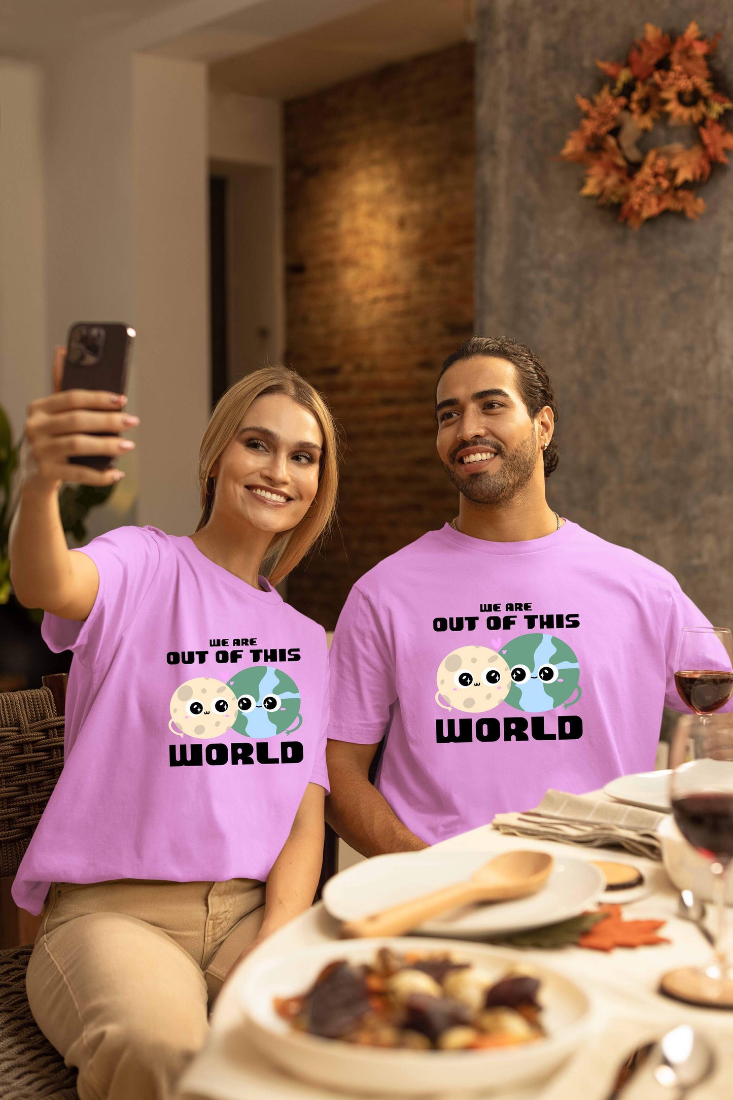 Earth & Moon Couple Rich Oversized T-Shirt | Super Combed Cotton