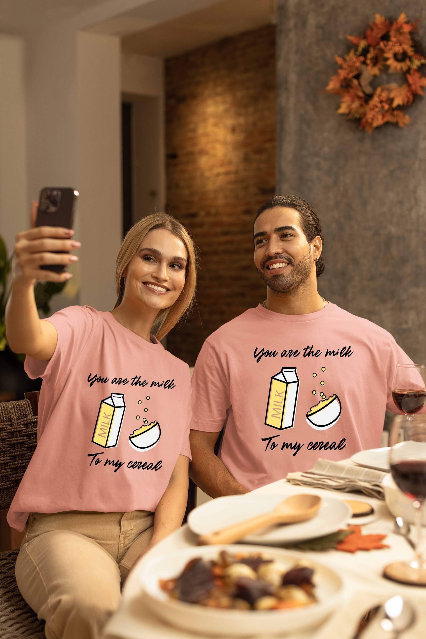 Milk to My Cereal Couple Oversized T-Shirts | Super Combed Cotton
