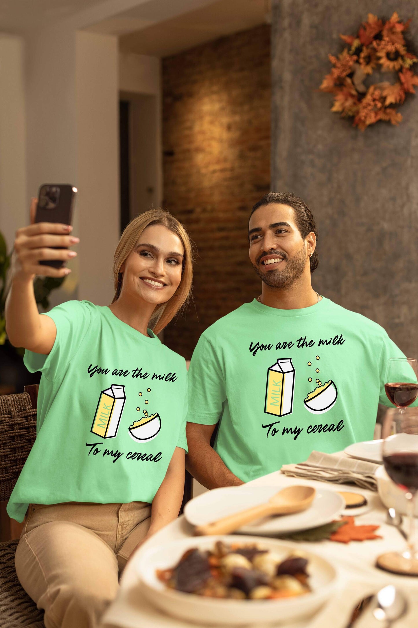 Milk to My Cereal Couple Oversized T-Shirts | Super Combed Cotton