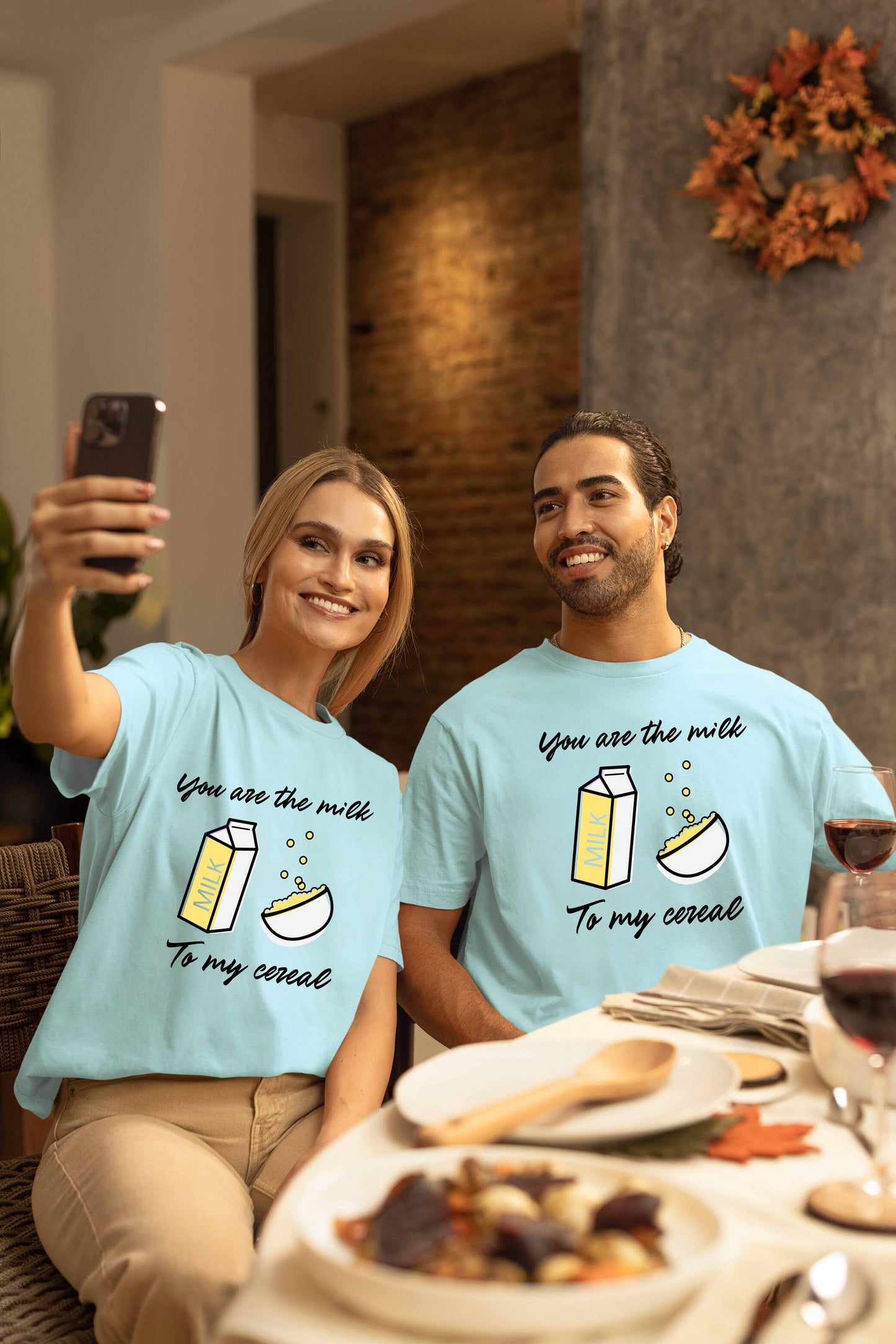 Milk to My Cereal Couple Oversized T-Shirts | Super Combed Cotton