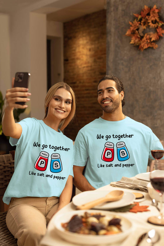 Salt & Pepper Printed Oversized Couple T-Shirt - Super Combed Cotton
